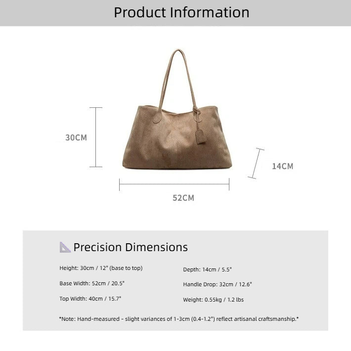 Fiorelle Women's  Luxe Suede Minimalist Tote Bag — Spacious Carryall with Curated Everyday Elegance
