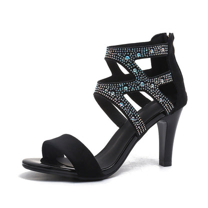 Fiorelle Women’s Aurora Rome Stiletto Heels – Zip Back Suede Open-Toe Sandals (US4–10.5)