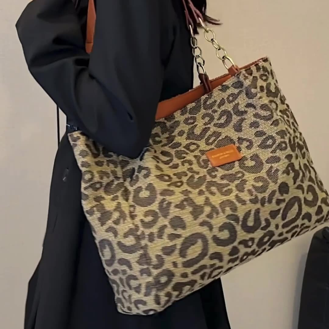 Fiorelle Women‘s Vintage Leopard Print Commuter Tote Spacious Work-to-Weekend Shoulder Bag