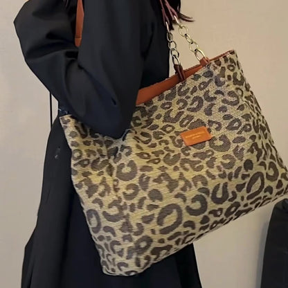 Fiorelle Women‘s Vintage Leopard Print Commuter Tote Spacious Work-to-Weekend Shoulder Bag