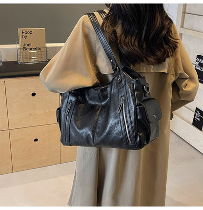Fiorelle Women's Large-Capacity Vintage Tote Bag: Versatile High-End Shoulder and Handbag, Suitable for Crossbody Wear