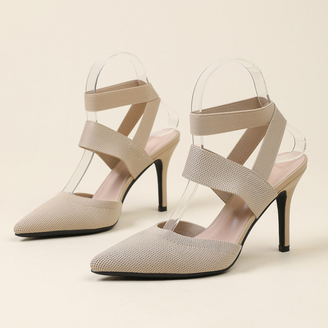 Fiorelle Women’s Amara Fabric Ankle-Strap Stiletto Pumps – Pointed-Toe Hollow Side Elegant Heels (US 4–10.5)