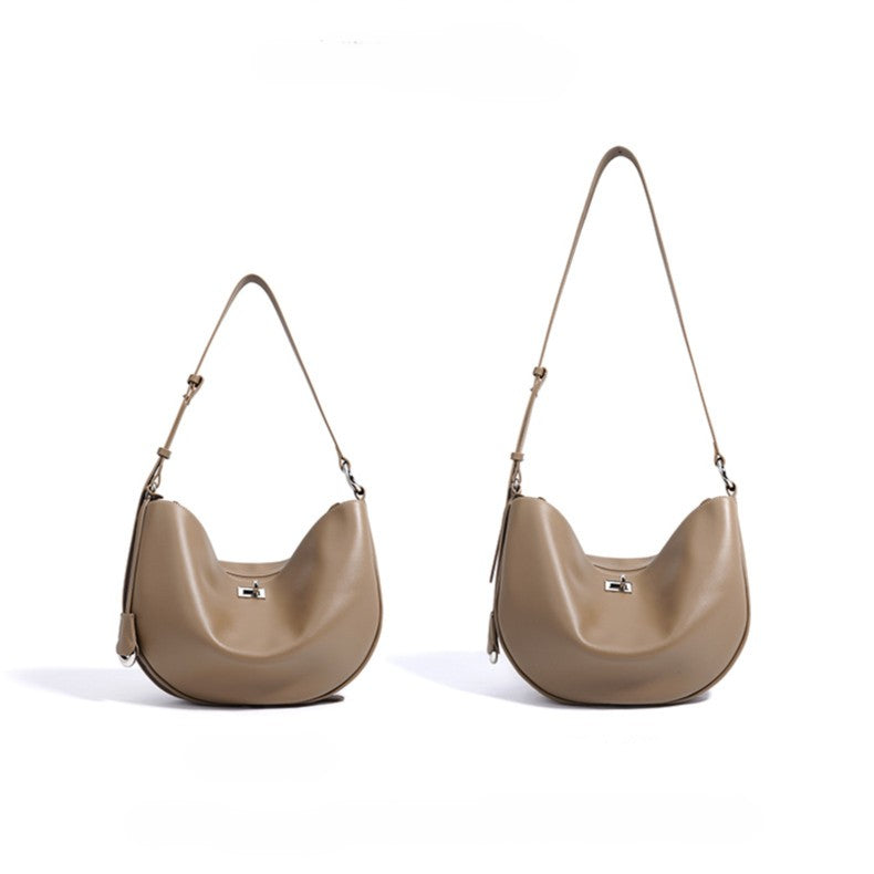 Fiorelle Women's Hush Rider Bucket — Genuine Leather Saddle Bag with Signature Lock Fastening & Convertible Shoulder Strap