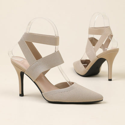 Fiorelle Women’s Amara Fabric Ankle-Strap Stiletto Pumps – Pointed-Toe Hollow Side Elegant Heels (US 4–10.5)