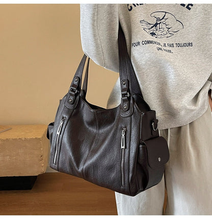 Fiorelle Women's Large-Capacity Vintage Tote Bag: Versatile High-End Shoulder and Handbag, Suitable for Crossbody Wear