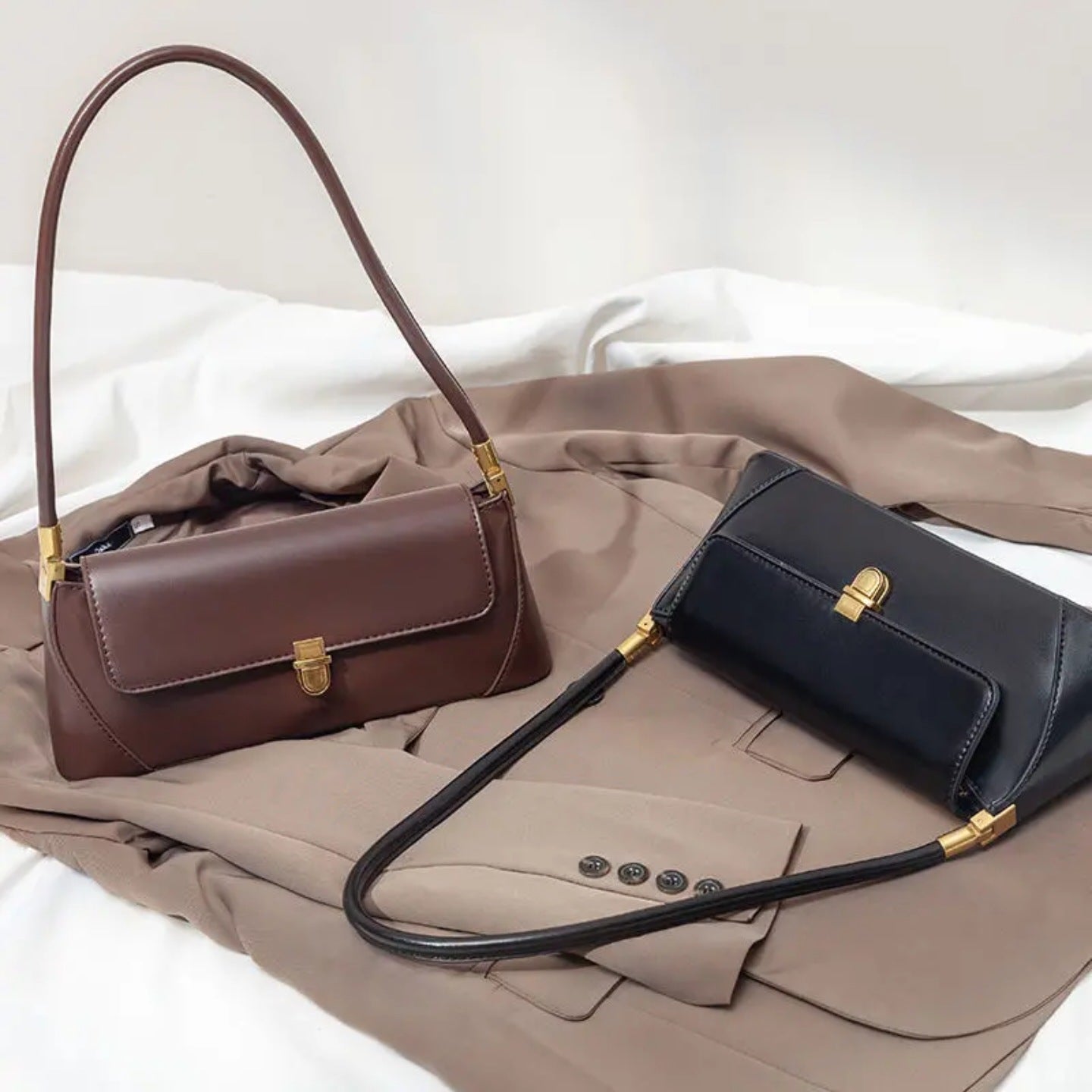 Fiorelle Women's Parisian Baguette Satchel – Vintage Underarm Bag with Convertible Strap & Timeless Textured Leather
