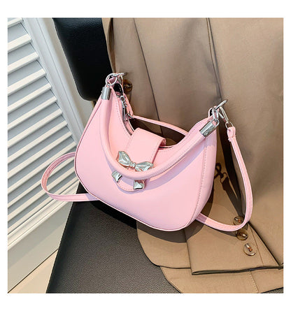 Fiorelle Women’s Bow-Adorned Chain Shoulder Bag - Crossbody Purse with Detachable Strap