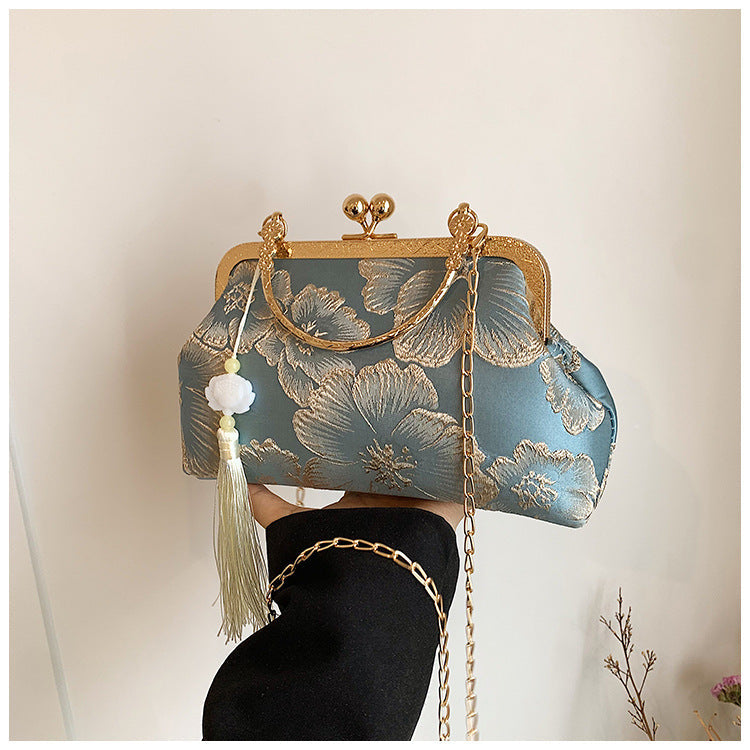 Fiorelle Women's Vintage Satin Mini Crossbody Bag - Retro Silk Handheld Purse - Petite, Elegant & Versatile