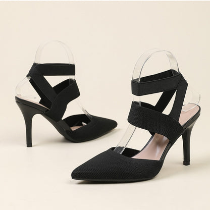 Fiorelle Women’s Amara Fabric Ankle-Strap Stiletto Pumps – Pointed-Toe Hollow Side Elegant Heels (US 4–10.5)