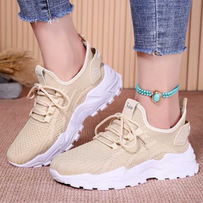 Fiorelle Women’s AirWeave Sneakers – Breathable Mesh Lightweight Flat Shoes (US 5–10.5)