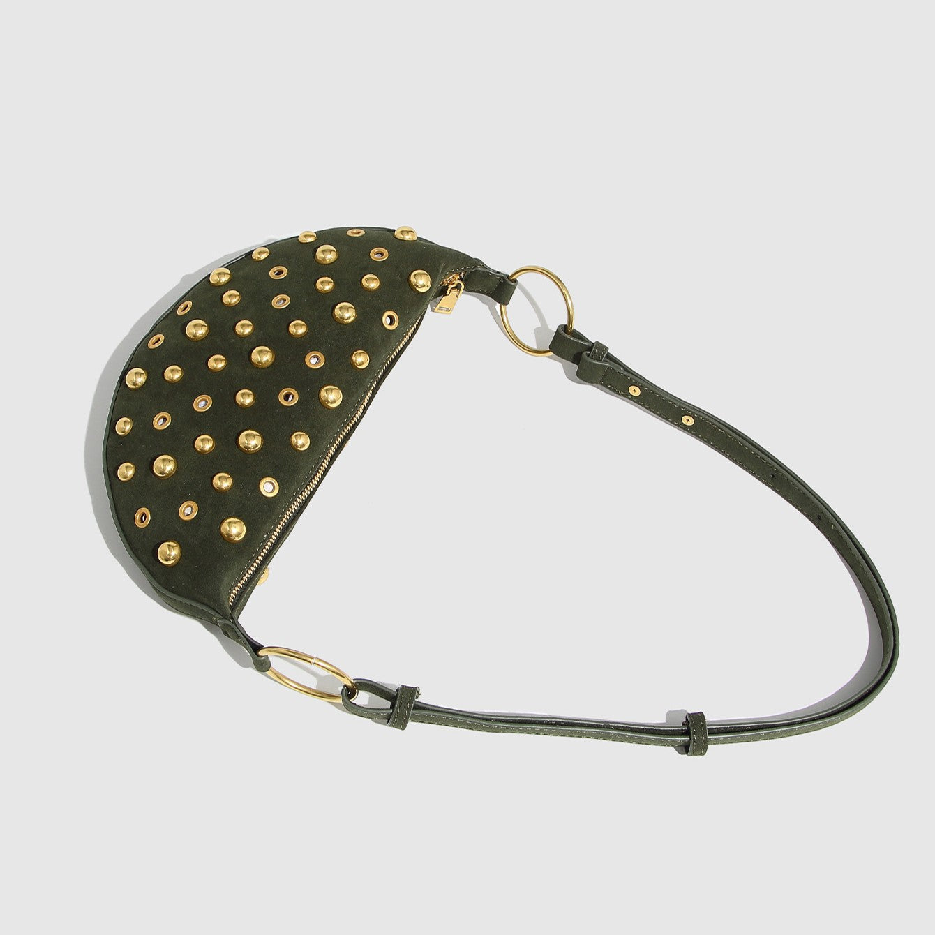 Fiorelle Women's Rebel Rivet Underarm Bag - Punk-Edge Mushroom Stud Shoulder Crossbody with Detachable Strap & Distressed Texture