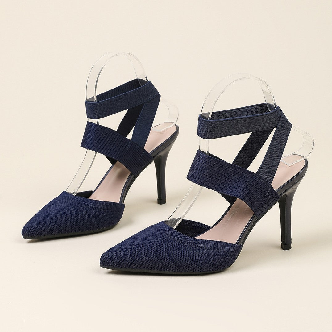 Fiorelle Women’s Amara Fabric Ankle-Strap Stiletto Pumps – Pointed-Toe Hollow Side Elegant Heels (US 4–10.5)