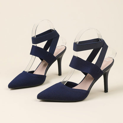 Fiorelle Women’s Amara Fabric Ankle-Strap Stiletto Pumps – Pointed-Toe Hollow Side Elegant Heels (US 4–10.5)
