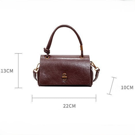 Fiorelle Women’s Lumière Mini Flap Bag – Glossy Waxed PU Leather, Metallic Lock Chain Shoulder & Crossbody Bag