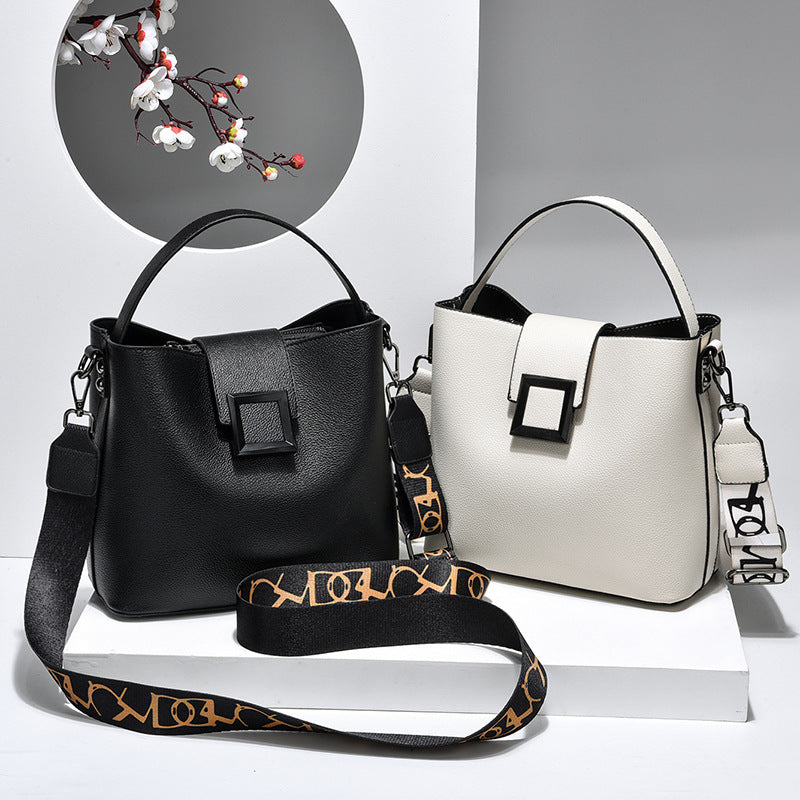 Fiorelle Women’s Signature-Buckle Square Bucket Bag - Premium Convertible Shoulder & Crossbody with Architectural Silhouette & Elevated Minimalism