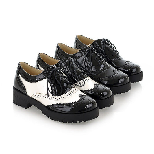 Fiorelle Women’s IvyCore Platform Oxford Shoes – Vintage Lace-Up Block Heel Flats (US 3–10.5)