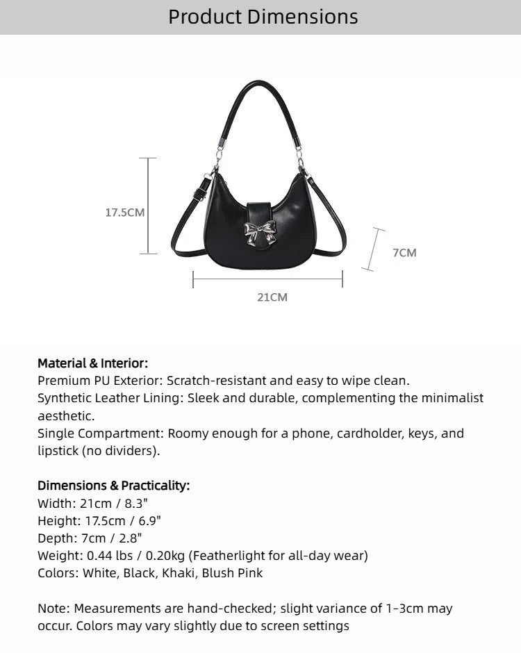 Fiorelle Women’s Bow-Adorned Chain Shoulder Bag - Crossbody Purse with Detachable Strap