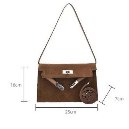 Fiorelle Women's Retro-Luxe Suede Mini Satchel - Convertible Underarm Crossbody Bag for Women | Vintage Brushed Texture in Caramel Ombre