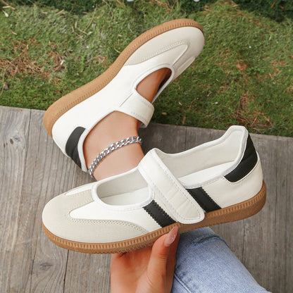 Fiorelle Women’s Mavelle Velcro Mary Jane Slip-On Sneakers – Retro Trainer Comfort Sandals (US 5–10)