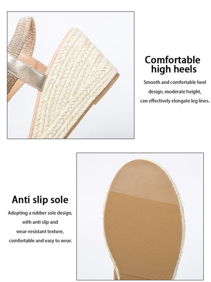 Fiorelle Women's Ria Braid Artisan Platform Wedge Sandals – Sculpted Woven Rope Open-Toe Roman Sandals (US 4–10.5)