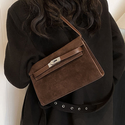 Fiorelle Women's Retro-Luxe Suede Mini Satchel - Convertible Underarm Crossbody Bag for Women | Vintage Brushed Texture in Caramel Ombre