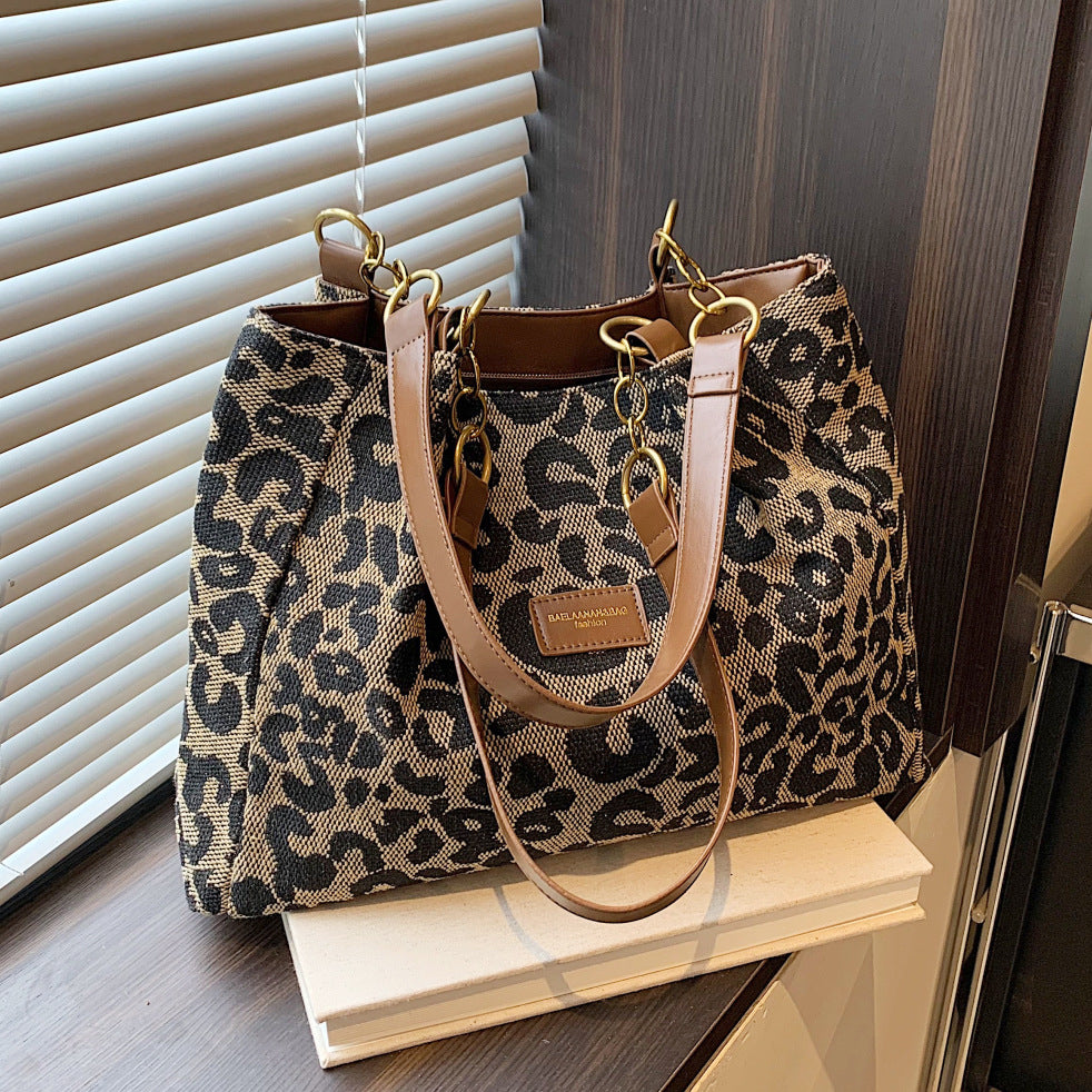 Fiorelle Women‘s Vintage Leopard Print Commuter Tote Spacious Work-to-Weekend Shoulder Bag