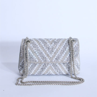 Fiorelle Women's Moonrise Pearl Clutch - Convertible Chain Evening Bag for Galas & Soirées