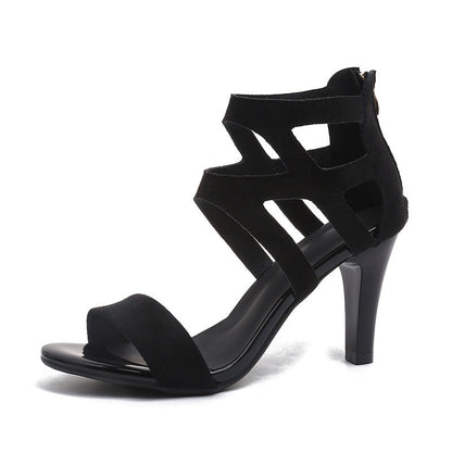 Fiorelle Women’s Aurora Rome Stiletto Heels – Zip Back Suede Open-Toe Sandals (US4–10.5)