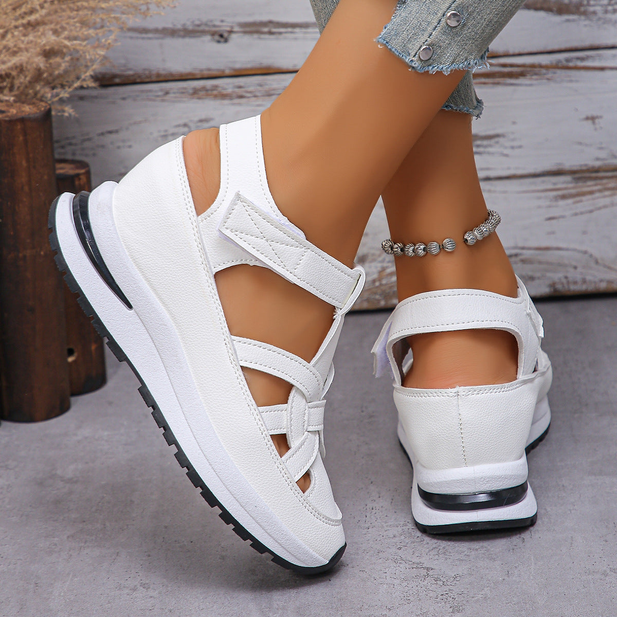 Fiorelle Women's Plus Size Comfort Chunky Gladiator Sandals - Wide Fit Adjustable Roman Style with Airflow Holes
