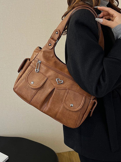 Fiorelle Women's Large Capacity Crossbody Bag - Premium Leather Underarm Purse for Commuter, Travel & Work, Adjustable Strap & Anti-Theft Design