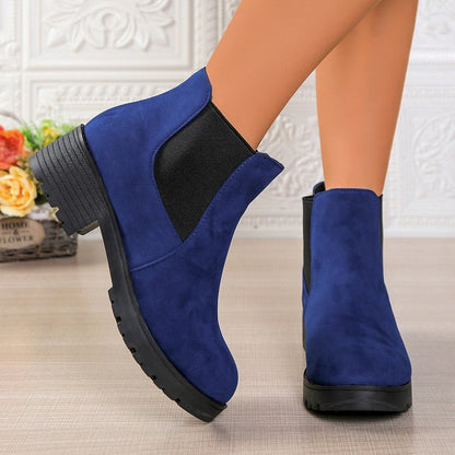 Fiorelle Women's London Fog Chelsea - Royal Blue Suede Platform Ankle Boots (US 4-10)