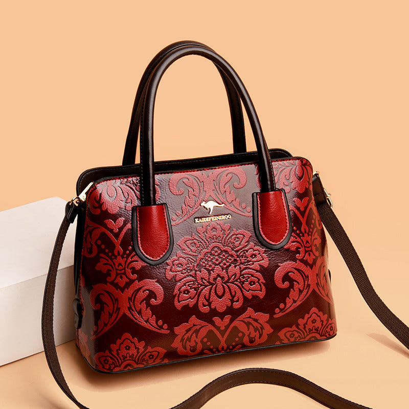 Fiorelle Women's Gilded Heirloom Satchel - Hand-Tooled Embossed Leather Convertible with Timeless Architecture & Artisan Legacy