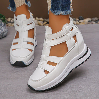 Fiorelle Women’s Plus Size Sporty Platform Sandals - Side Zipper Closed-Toe Sneaker Sandals with 7cm Height Boost