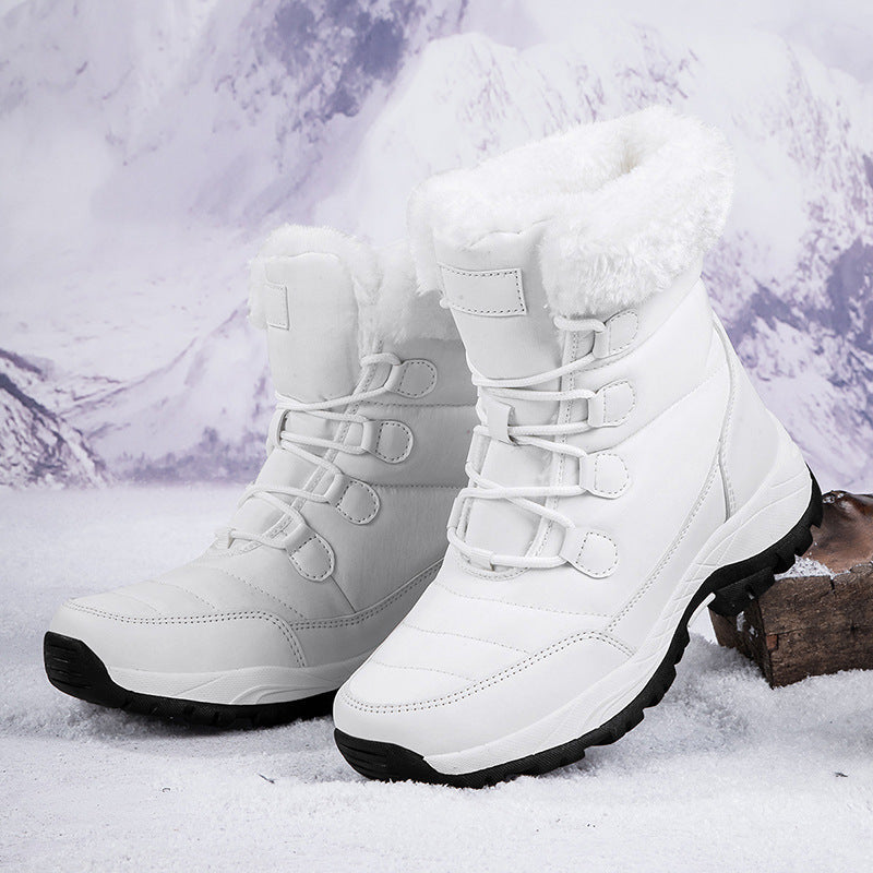 Fiorelle Women's Thermal Winter Hiking Boots - High-Cut Fleece Lined Snow Boots (Pink, White & Black - US 5-10)