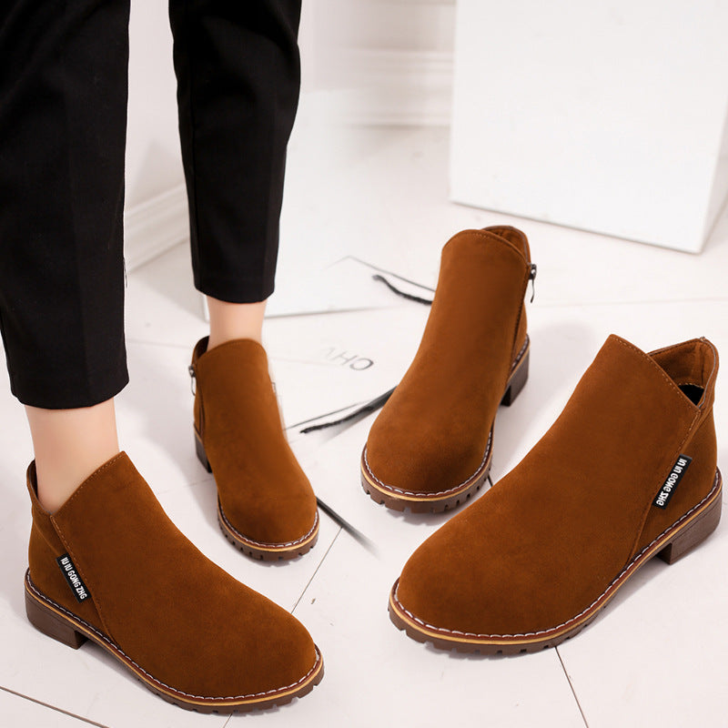 Fiorelle Women's Suede Chelsea Ankle Boots - Side Zip Low Heel Martin Boots (US 4-10)