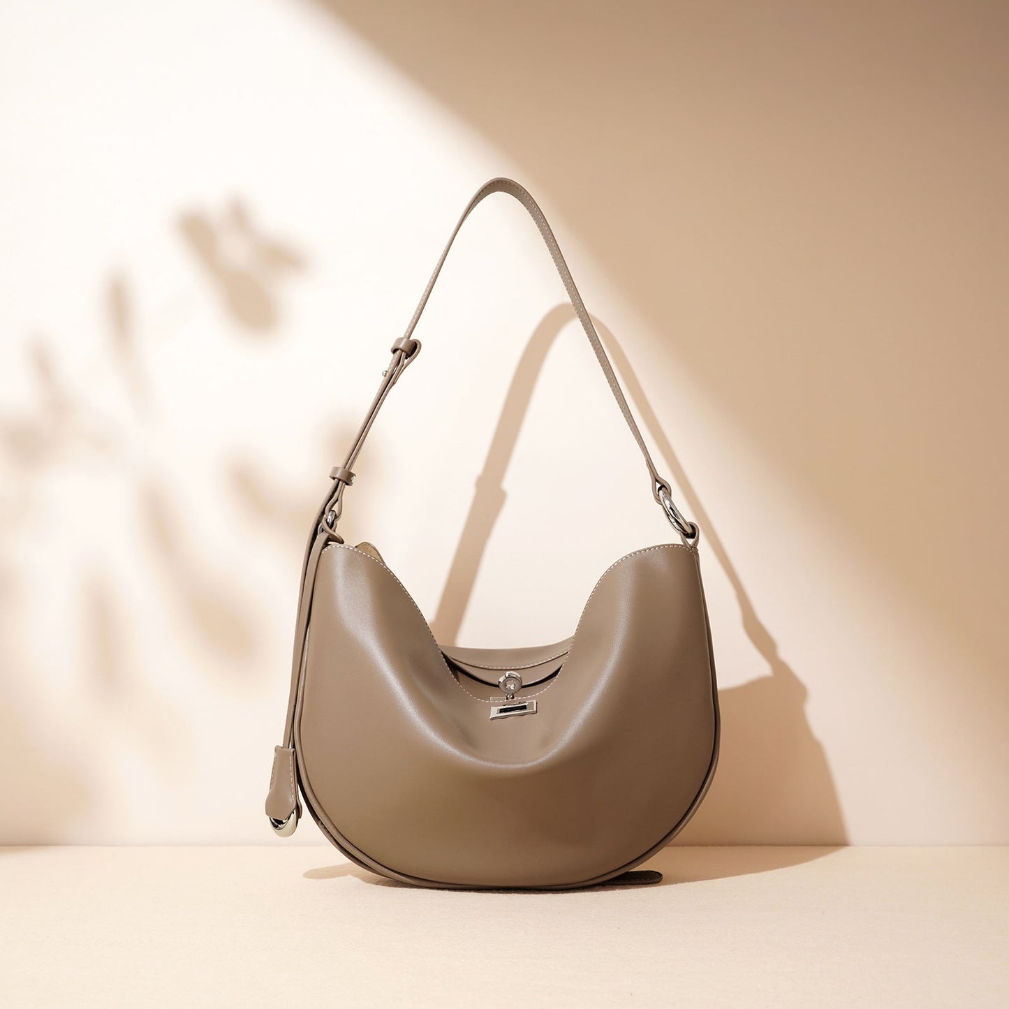 Fiorelle Women's Hush Rider Bucket — Genuine Leather Saddle Bag with Signature Lock Fastening & Convertible Shoulder Strap