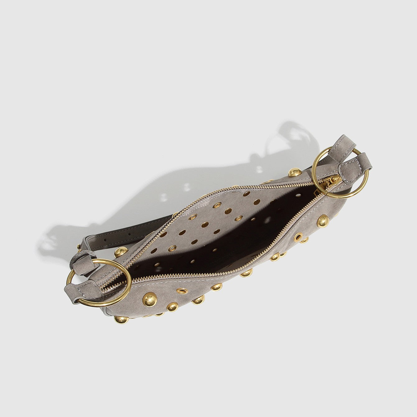 Fiorelle Women's Rebel Rivet Underarm Bag - Punk-Edge Mushroom Stud Shoulder Crossbody with Detachable Strap & Distressed Texture