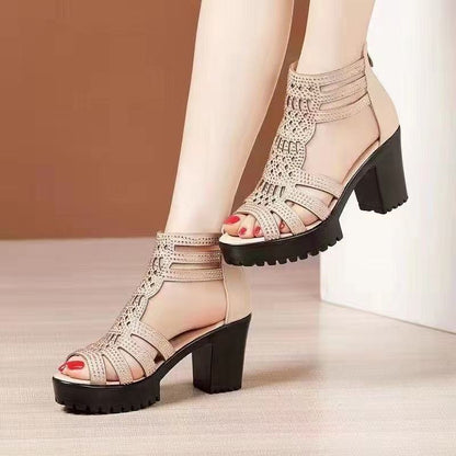 Fiorelle Women’s Alviera Peep-Toe Platform Block Heel Sandals – Soft Sole Roman Style Versatile Chic Sandals (US 4–9)