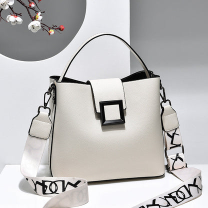 Fiorelle Women’s Signature-Buckle Square Bucket Bag - Premium Convertible Shoulder & Crossbody with Architectural Silhouette & Elevated Minimalism