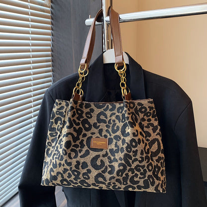 Fiorelle Women‘s Vintage Leopard Print Commuter Tote Spacious Work-to-Weekend Shoulder Bag