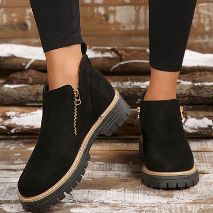 Fiorelle Women's Metro Chelsea Boots - Side-Zip Suede Ankle Boots with Chunky Heel (US 5-10.5)