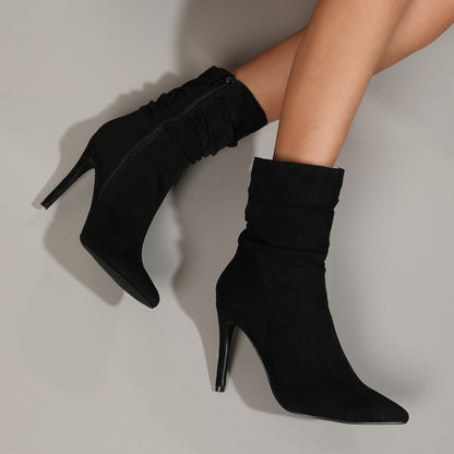Fiorelle Women's Stiletto Heel Ankle Boots - Pointed Toe Suede Martin Boots (US 5-11)