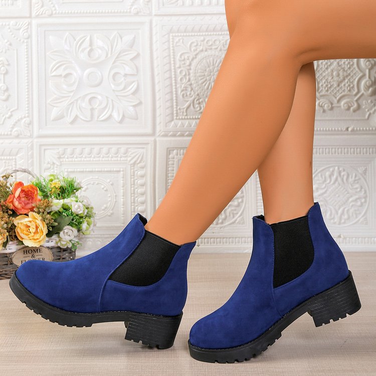 Fiorelle Women's London Fog Chelsea - Royal Blue Suede Platform Ankle Boots (US 4-10)