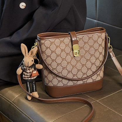 Fiorelle Women's Rabbit Muse Bucket Bag - Heritage Print & Crafted Leather Convertible Carry with Signature Charm & Optimized Capacity