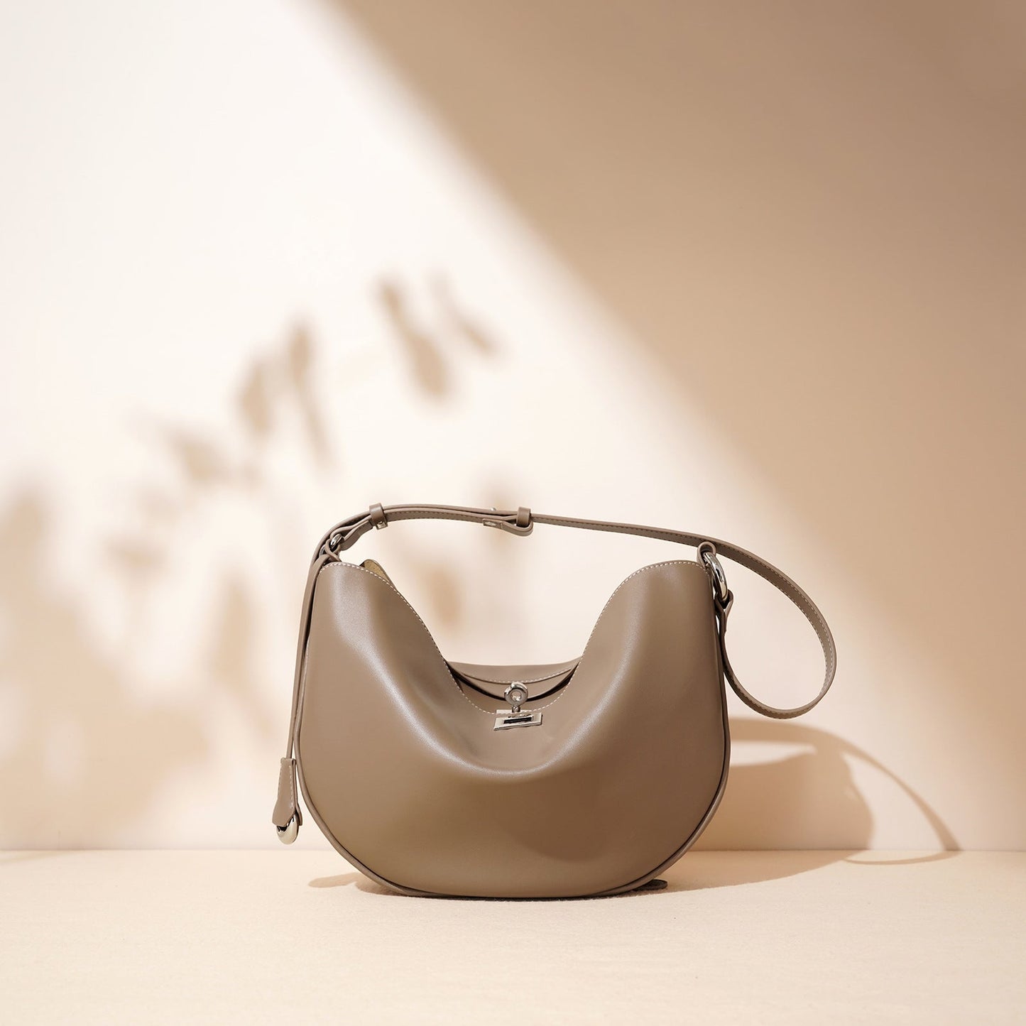 Fiorelle Women's Hush Rider Bucket — Genuine Leather Saddle Bag with Signature Lock Fastening & Convertible Shoulder Strap