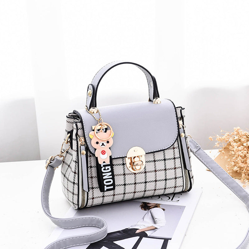 Fiorelle Women's Tartan-Trim Mini Crossbody - 3-Way Convertible Bag w/ Color-Block & Enamel Charms, Textured PU Small Purse