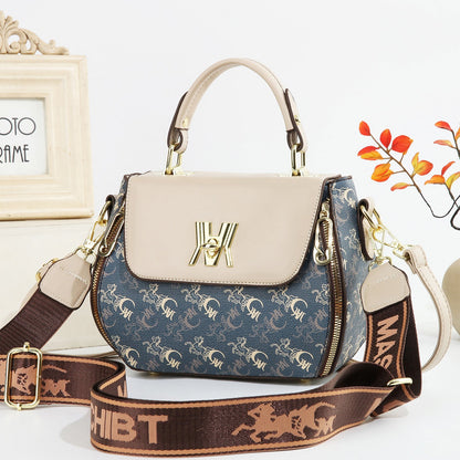 Fiorelle Women's Classic Letter Print Apple Bag - Multi-Way Crossbody Shoulder Tote Handbag Purse