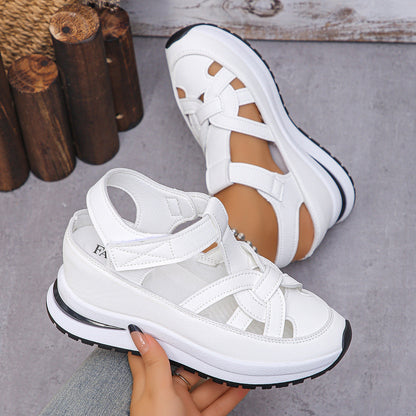 Fiorelle Women's Plus Size Comfort Chunky Gladiator Sandals - Wide Fit Adjustable Roman Style with Airflow Holes