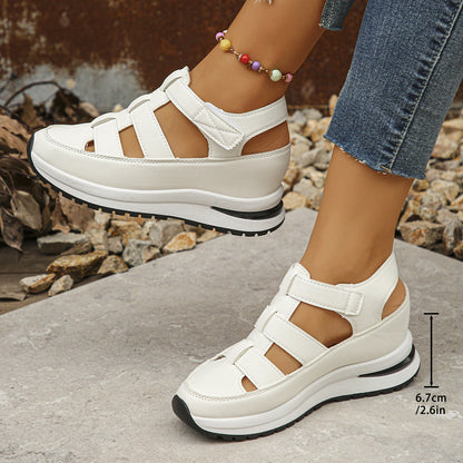 Fiorelle Women's Plus Size Hollow-Out Casual Sandals – Versatile Thin Platform with Height-Boosting Thick Sole