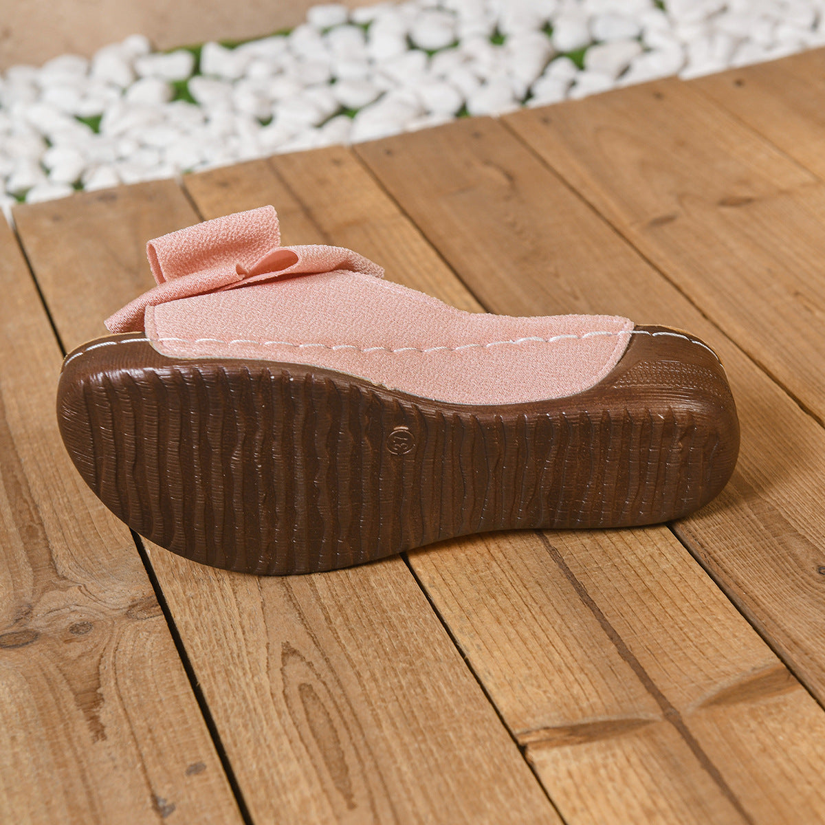 Fiorelle Women’s Liora Bow Flower Platform Wedge Slide Sandals – Peep-Toe Wide Strap Summer Slides (US 5–10.5)